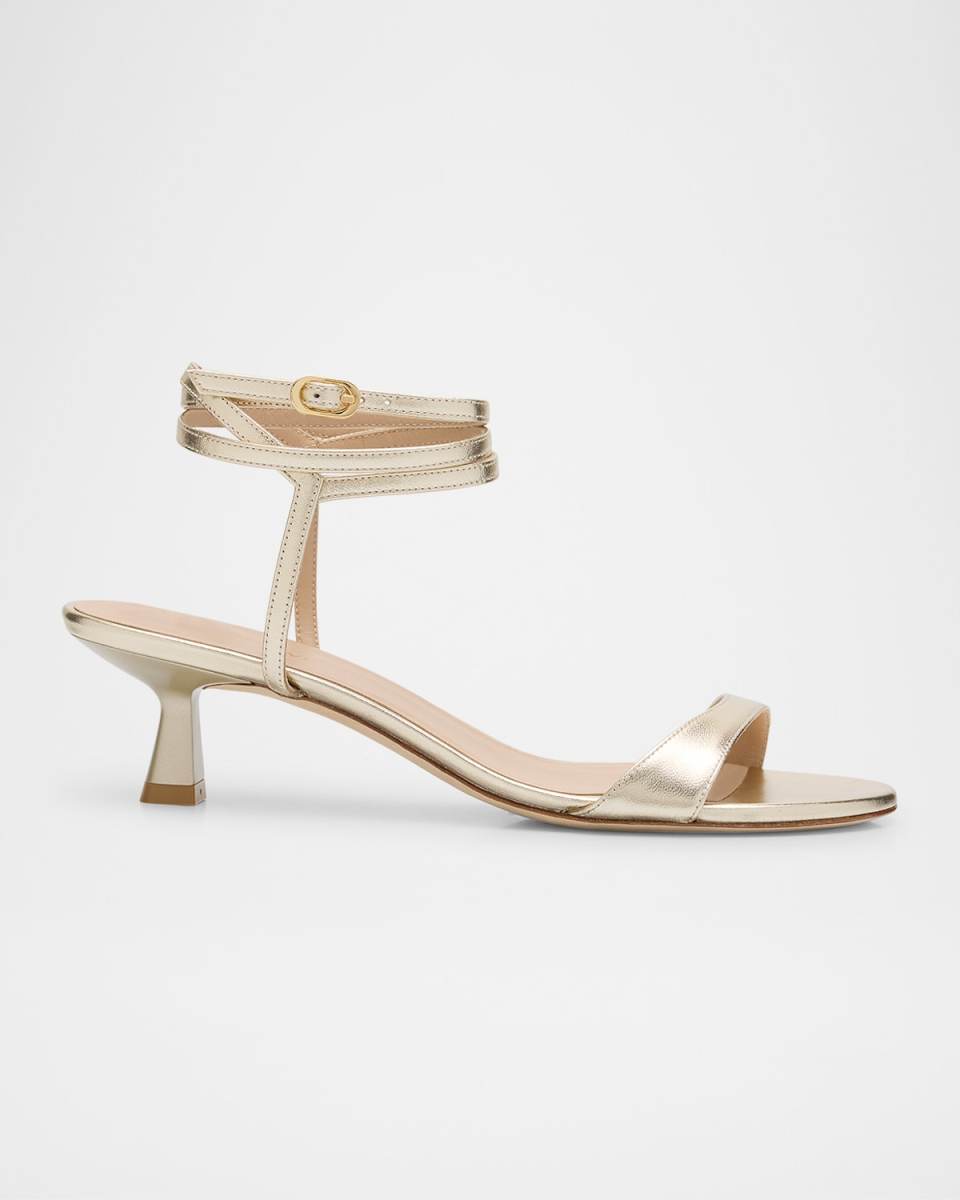 Nudist Metallic Ankle-Wrap Sandals